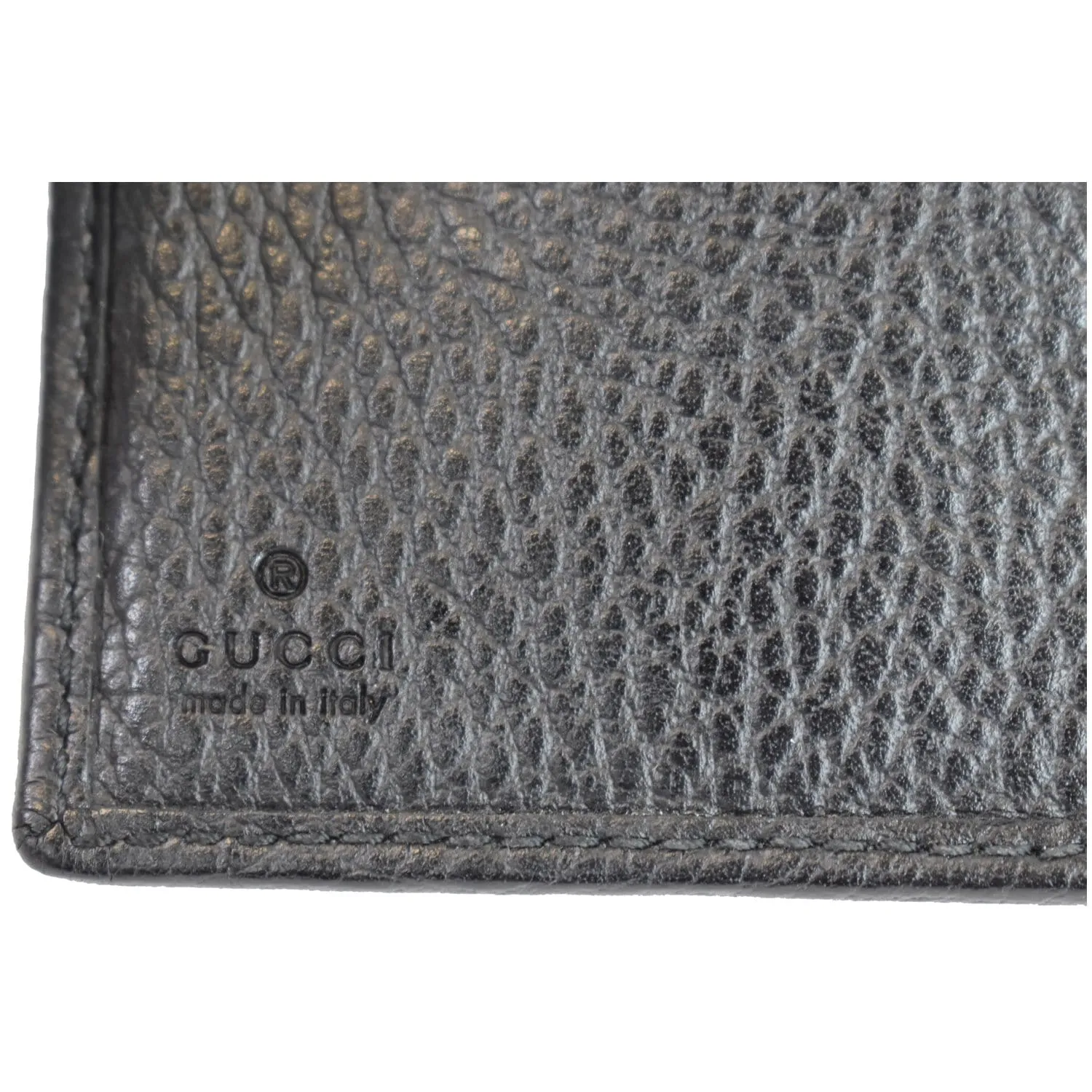 GUCCI French Flap Leather Wallet Black 456122