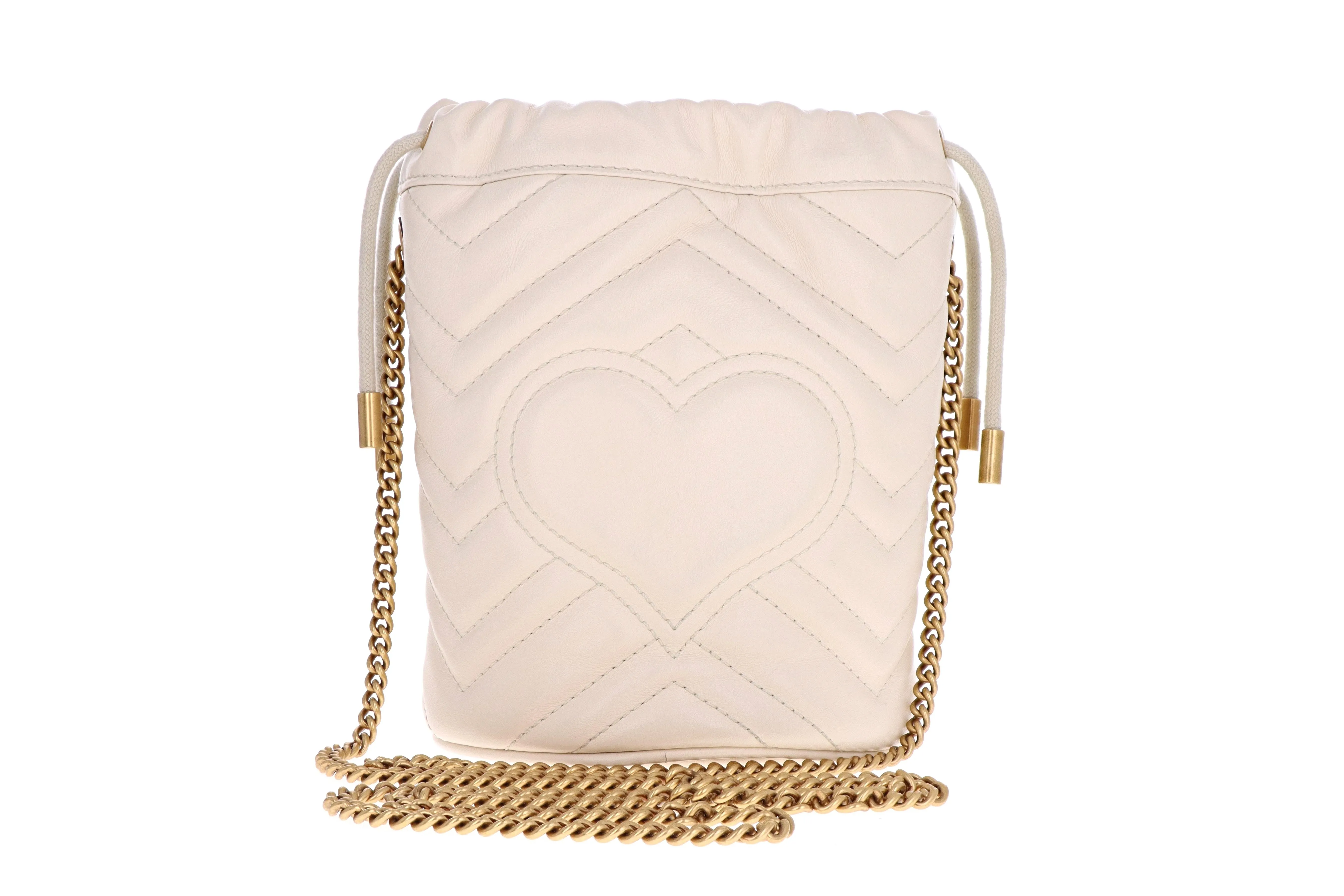 Gucci GG Marmont Mini Bucket White Leather