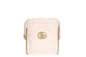 Gucci GG Marmont Mini Bucket White Leather