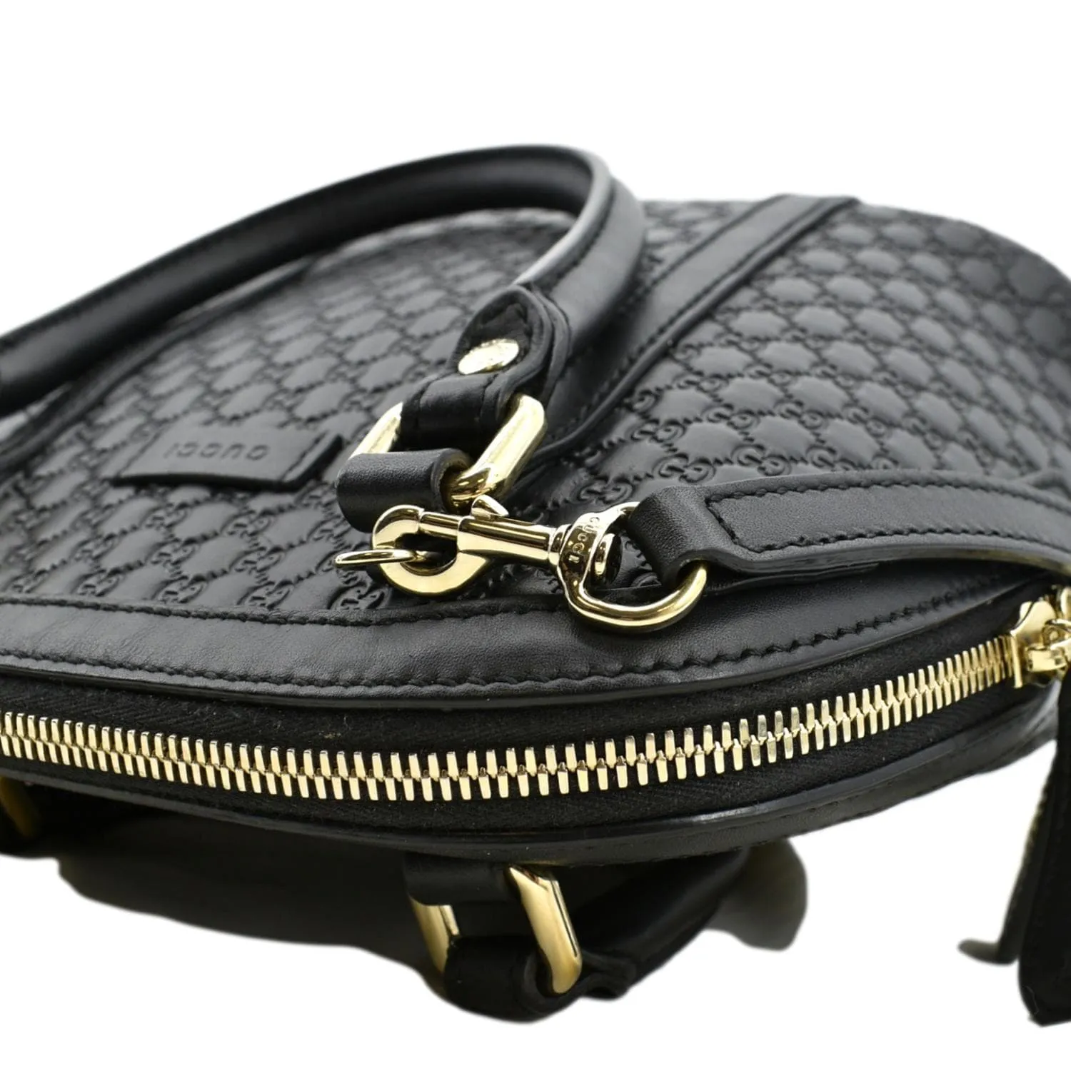 GUCCI Mini Dome Leather Crossbody Bag Black 449654