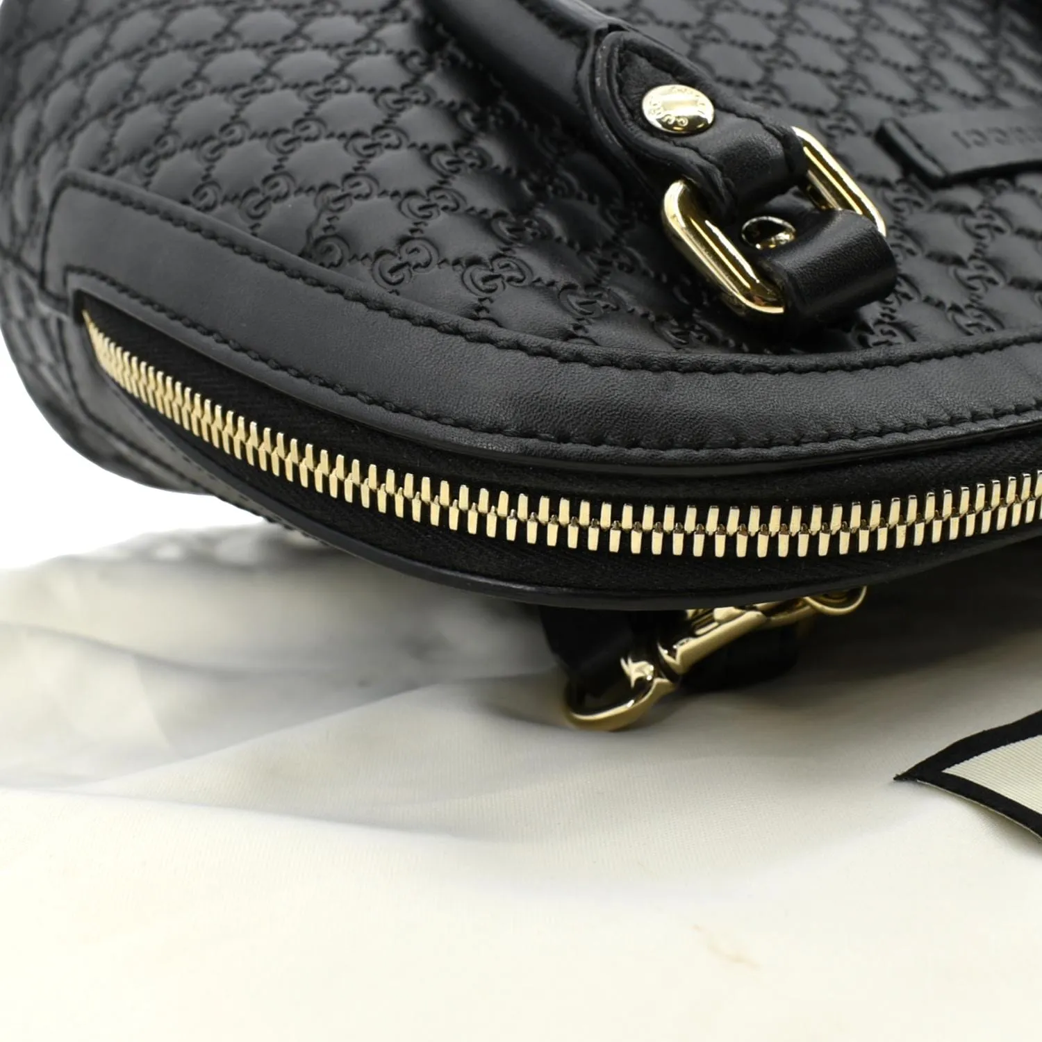 GUCCI Mini Dome Leather Crossbody Bag Black 449654