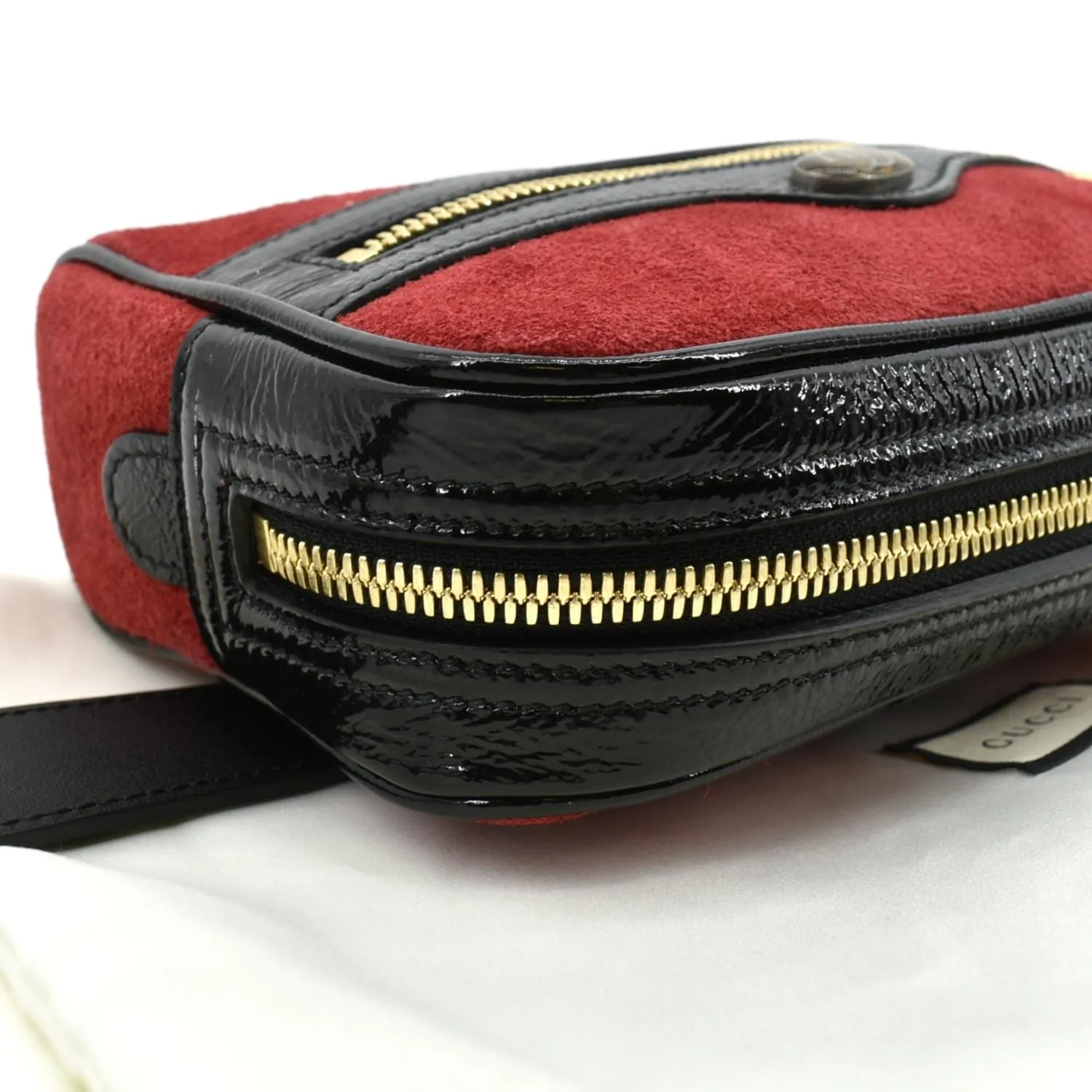 GUCCI Ophidia Small Suede Belt Waist Bag Red 517076