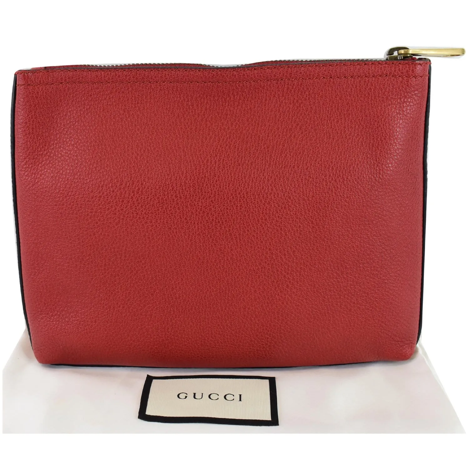 GUCCI Pebbled Leather Medium Logo Portfolio Clutch Hibiscus Red 495665 - 25% OFF