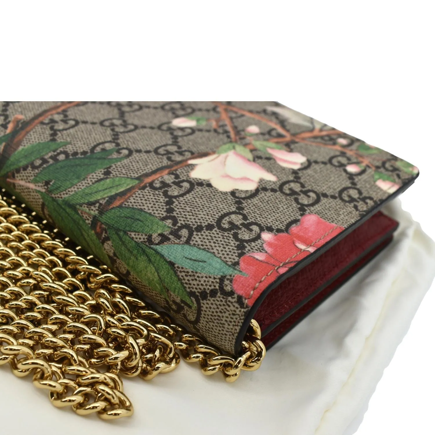 GUCCI Tian GG Supreme Canvas Chain Wallet Beige 424851