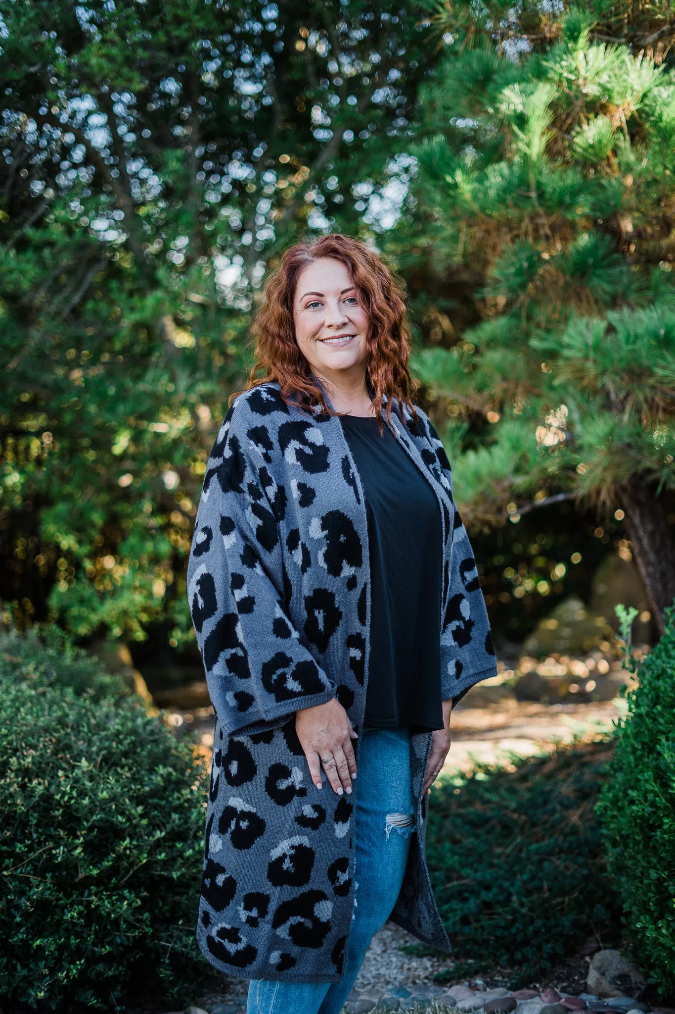 Gwyneth Leopard Cardigan in Gray
