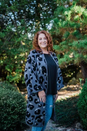 Gwyneth Leopard Cardigan in Gray