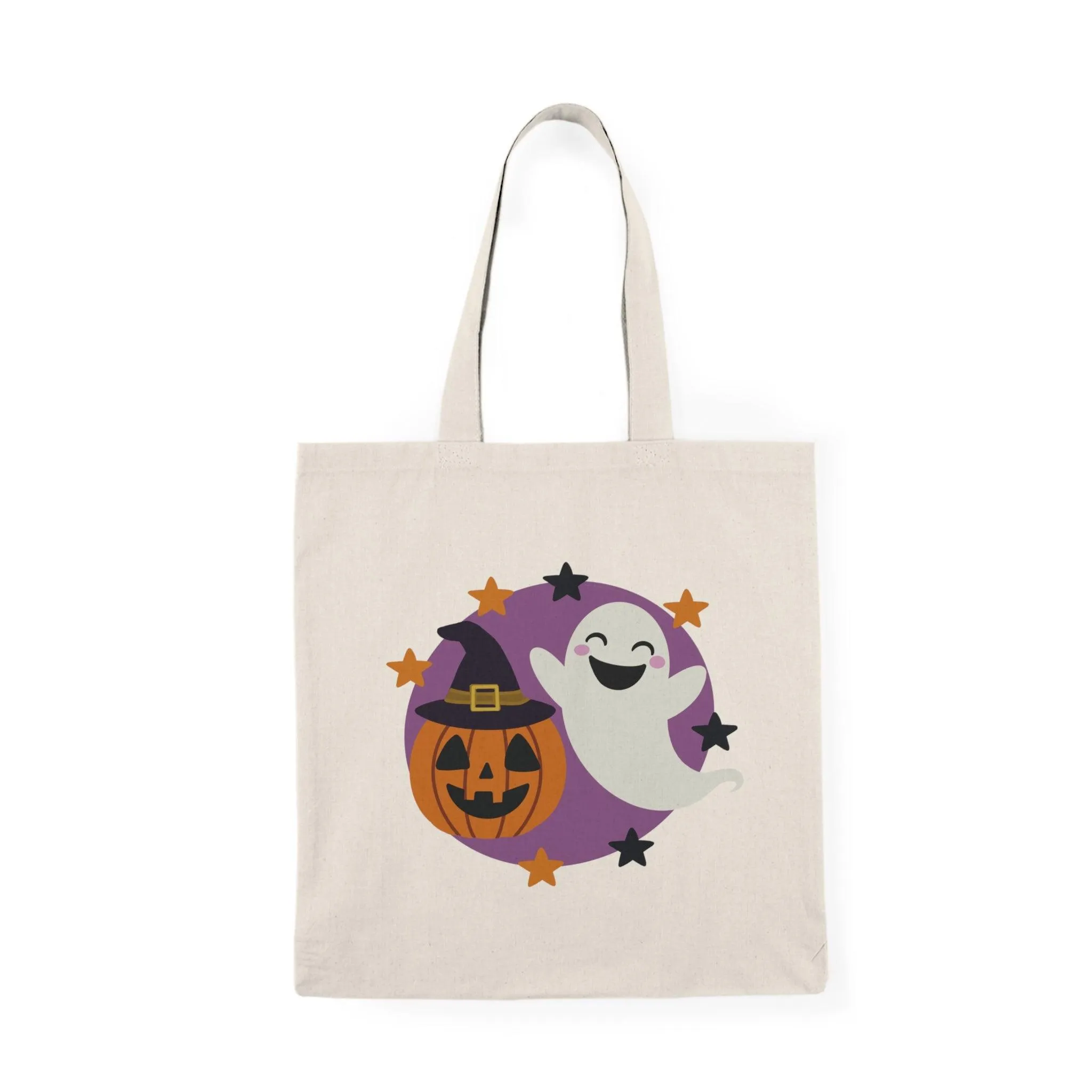 Halloween Ghost and Pumpkin Tote Bag – Recycled Cotton Eco Bag – Spooky Season Trick or Treat Shopper