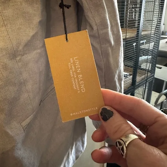 Halston Linen Blend Blazer Suit Jacket