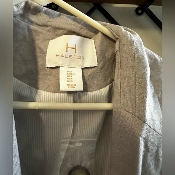 Halston Linen Blend Blazer Suit Jacket