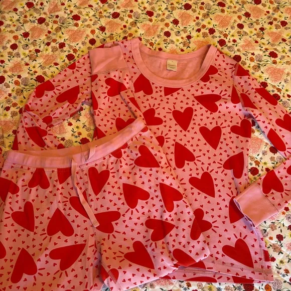 Hanna Anderson Pink and Red Heart  Pajamas