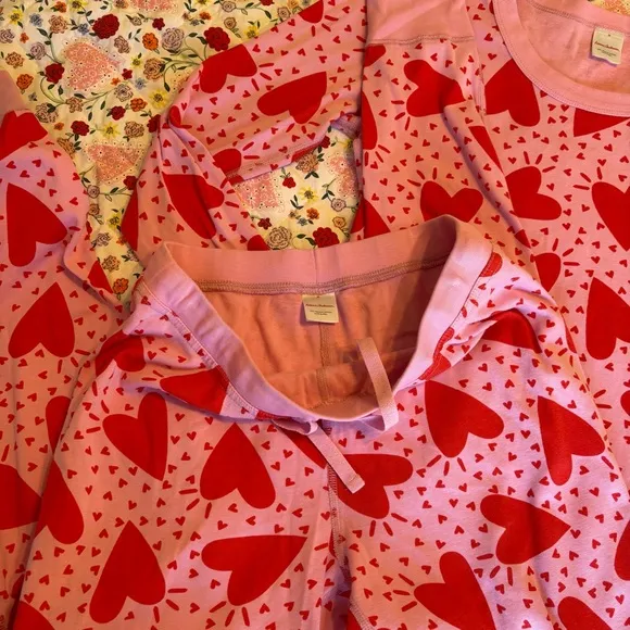 Hanna Anderson Pink and Red Heart  Pajamas