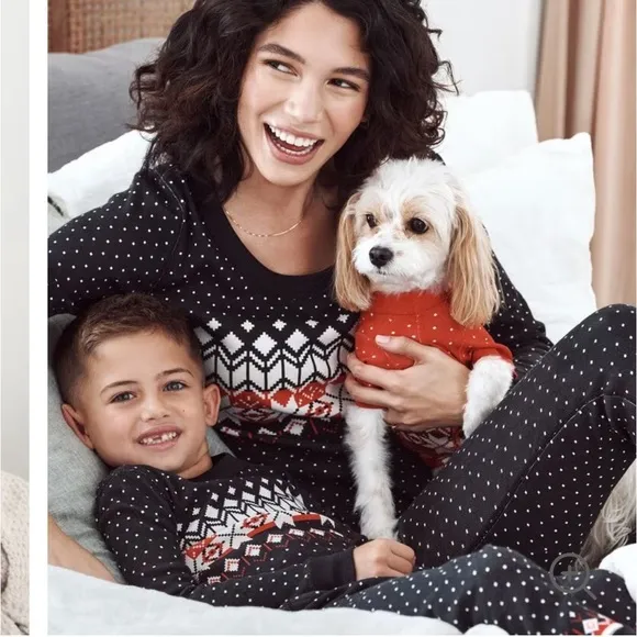 Hanna Andersson Holiday Black Fairisle Long Sleeve Pull On Matching Pajama Set