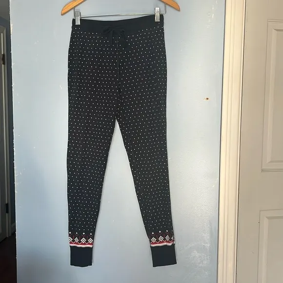 Hanna Andersson Holiday Black Fairisle Long Sleeve Pull On Matching Pajama Set
