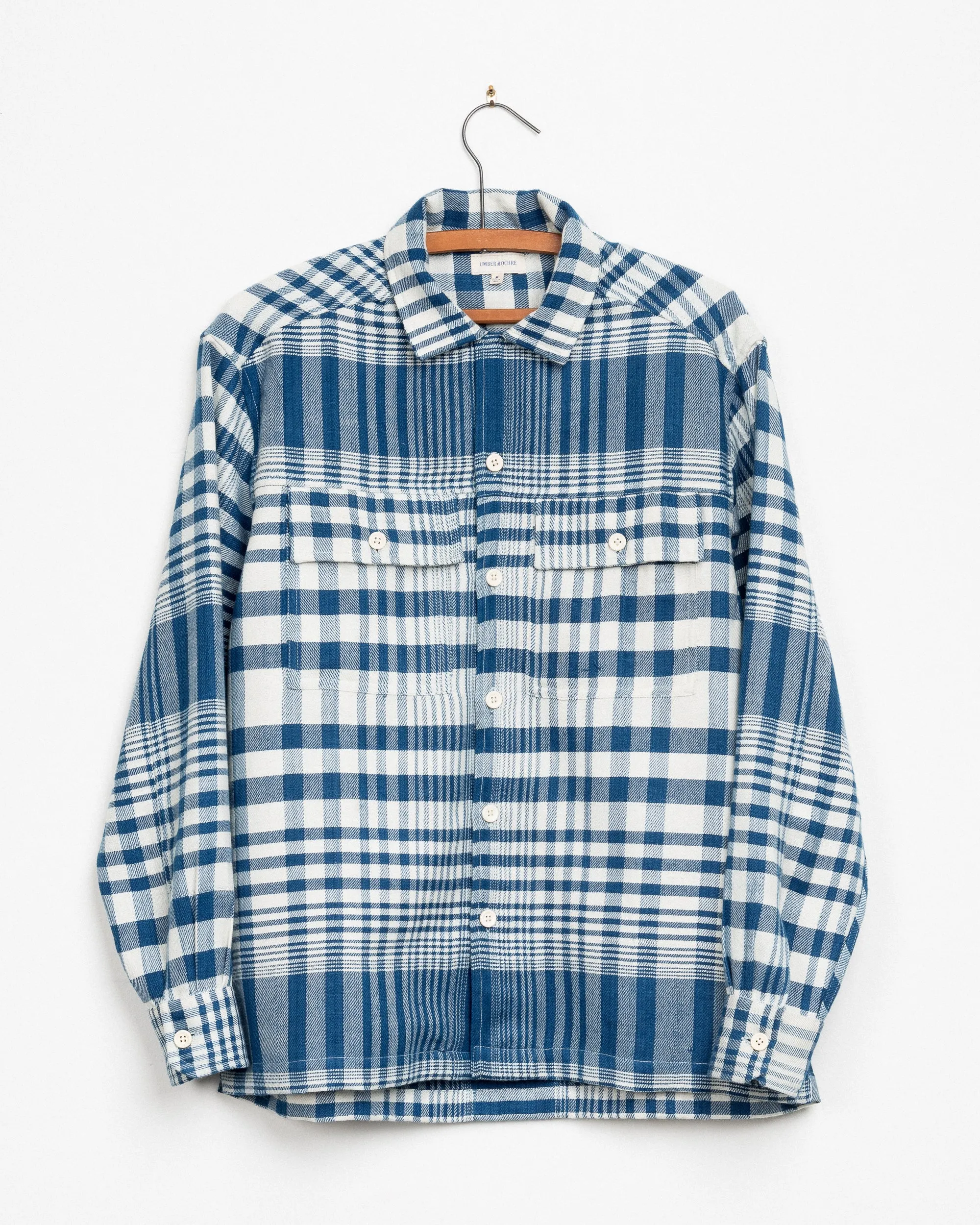 Harshil Two-Pocket L/S Shirt in Indigo Cloud Plaid