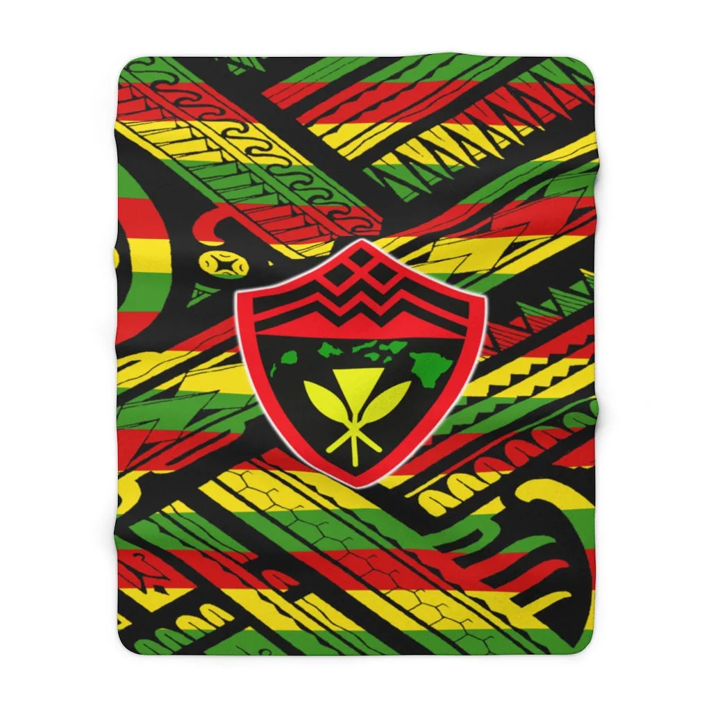 Hawaii Shield Rasta Tribal Fleece Blanket