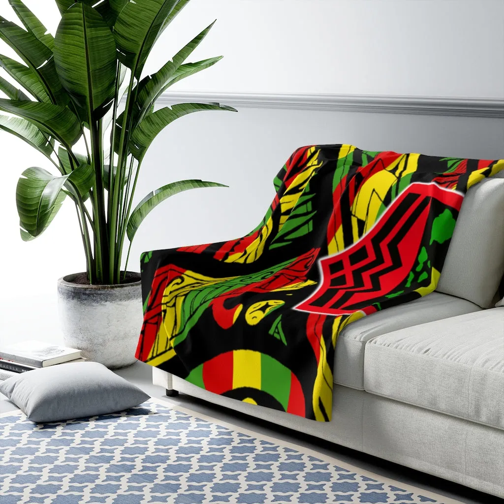 Hawaii Shield Rasta Tribal Fleece Blanket