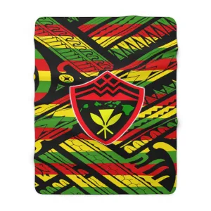 Hawaii Shield Rasta Tribal Fleece Blanket