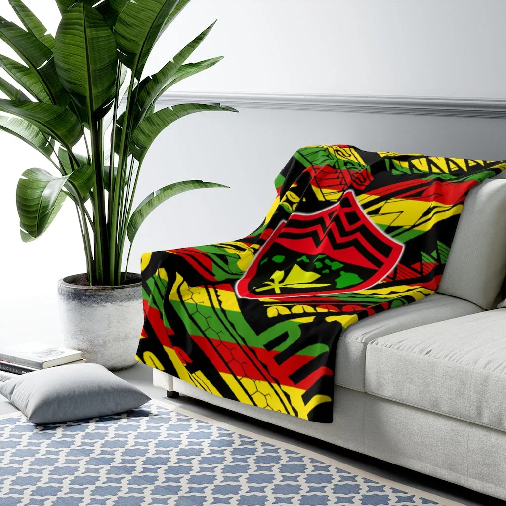 Hawaii Shield Rasta Tribal Fleece Blanket