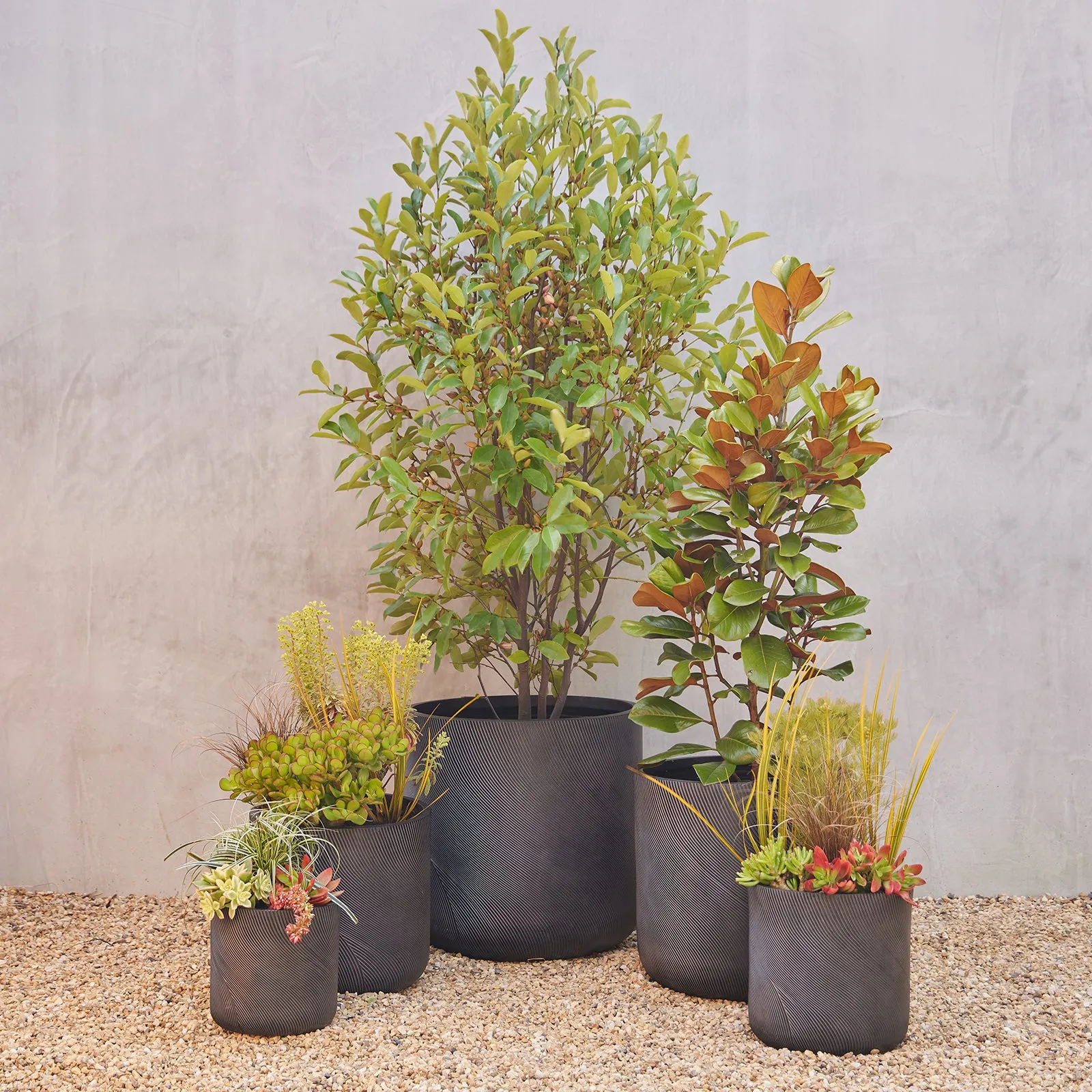 Helix Cylinder Pot Black 520 mm