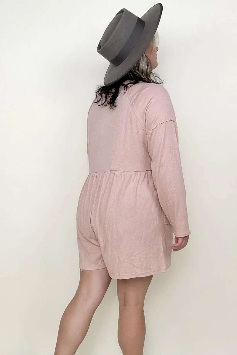 Heyson Comfy Knit Button-Down Long Sleeve Romper