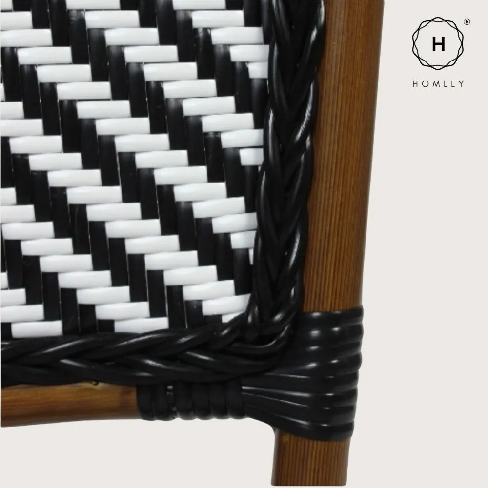 Homlly Francois French Rattan Outdoor Bistro Dining Patio Balcony Chair