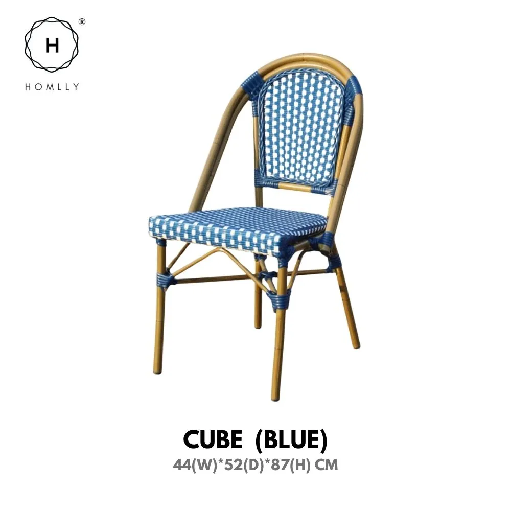 Homlly Francois French Rattan Outdoor Bistro Dining Patio Balcony Chair