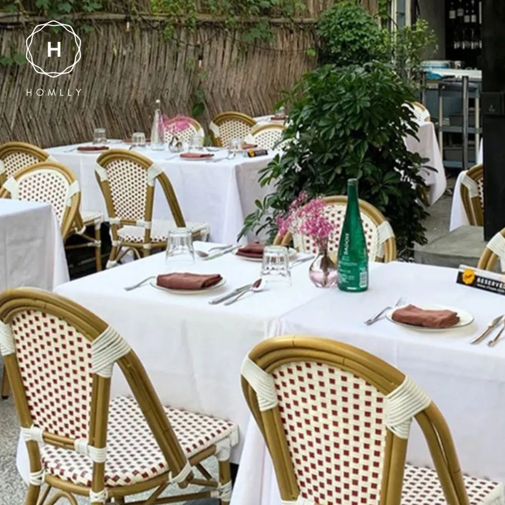 Homlly Francois French Rattan Outdoor Bistro Dining Patio Balcony Chair