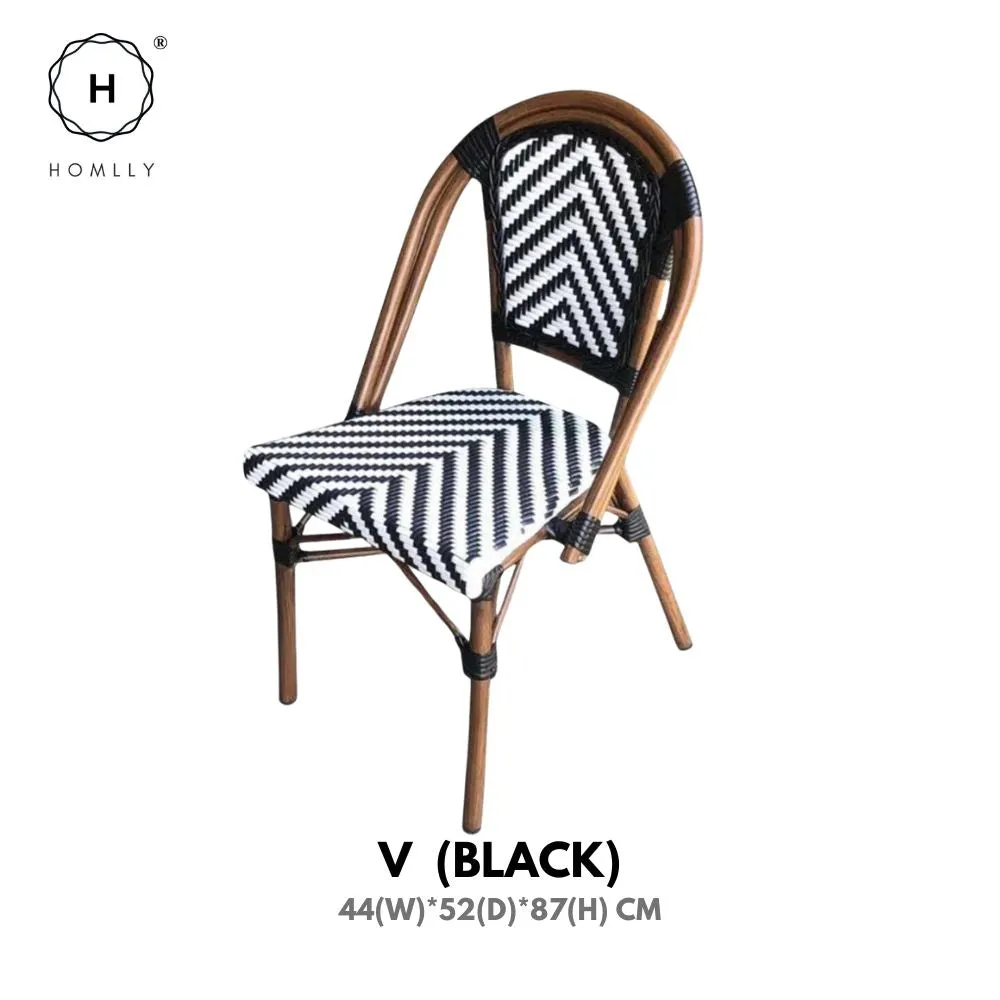 Homlly Francois French Rattan Outdoor Bistro Dining Patio Balcony Chair