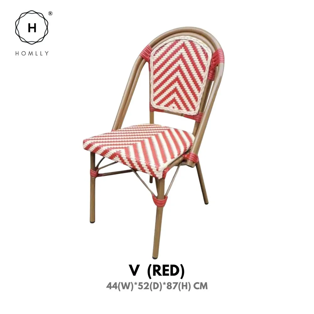 Homlly Francois French Rattan Outdoor Bistro Dining Patio Balcony Chair