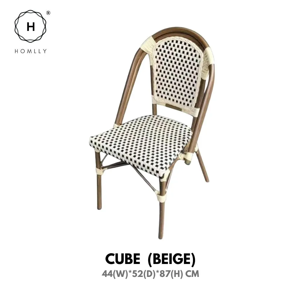Homlly Francois French Rattan Outdoor Bistro Dining Patio Balcony Chair