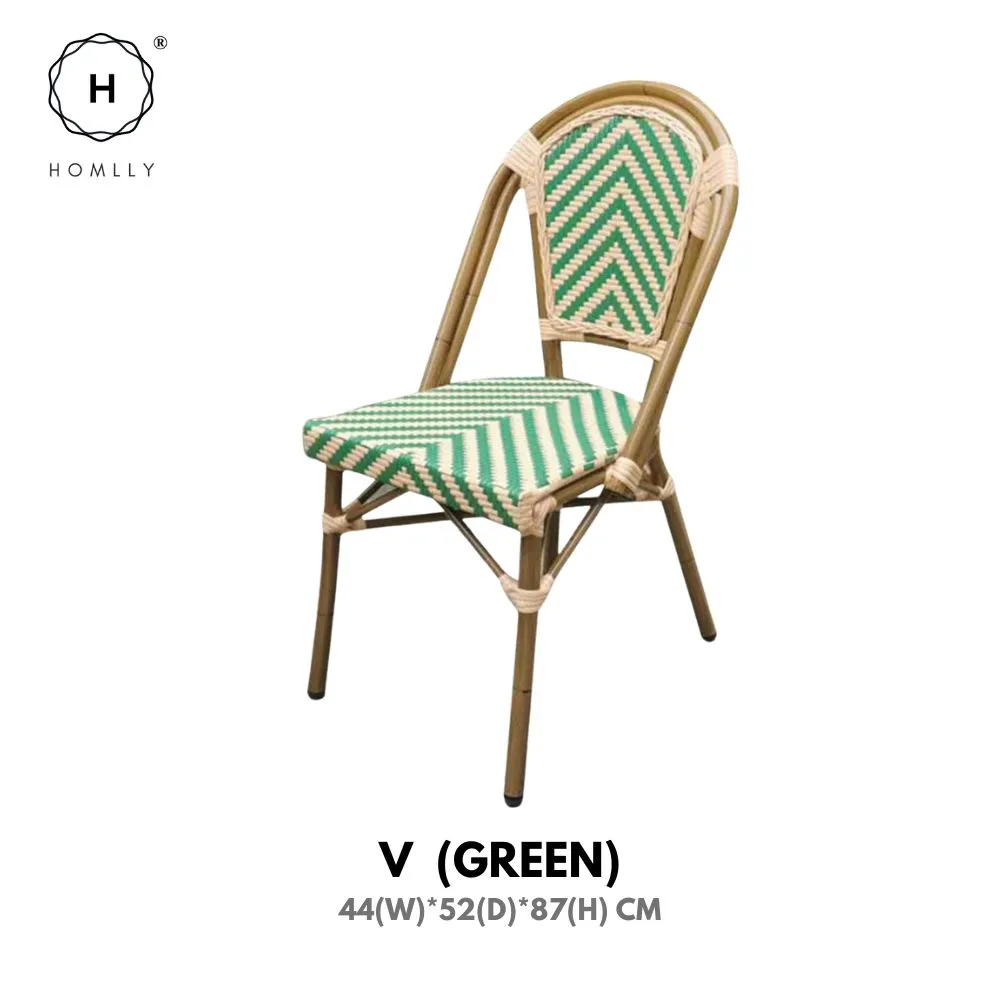 Homlly Francois French Rattan Outdoor Bistro Dining Patio Balcony Chair