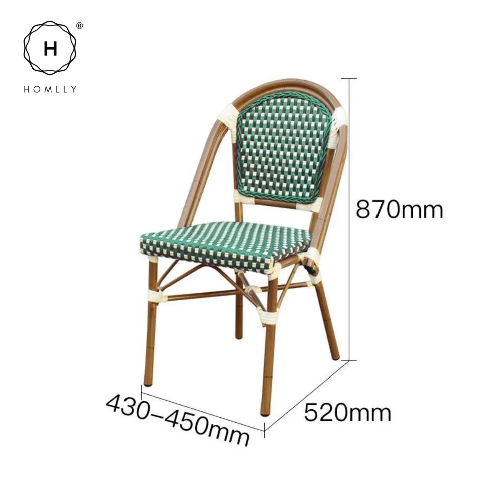 Homlly Francois French Rattan Outdoor Bistro Dining Patio Balcony Chair