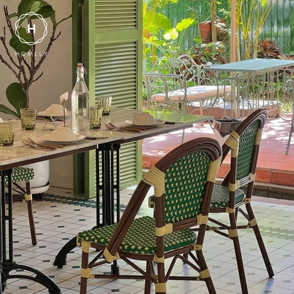 Homlly Francois French Rattan Outdoor Bistro Dining Patio Balcony Chair
