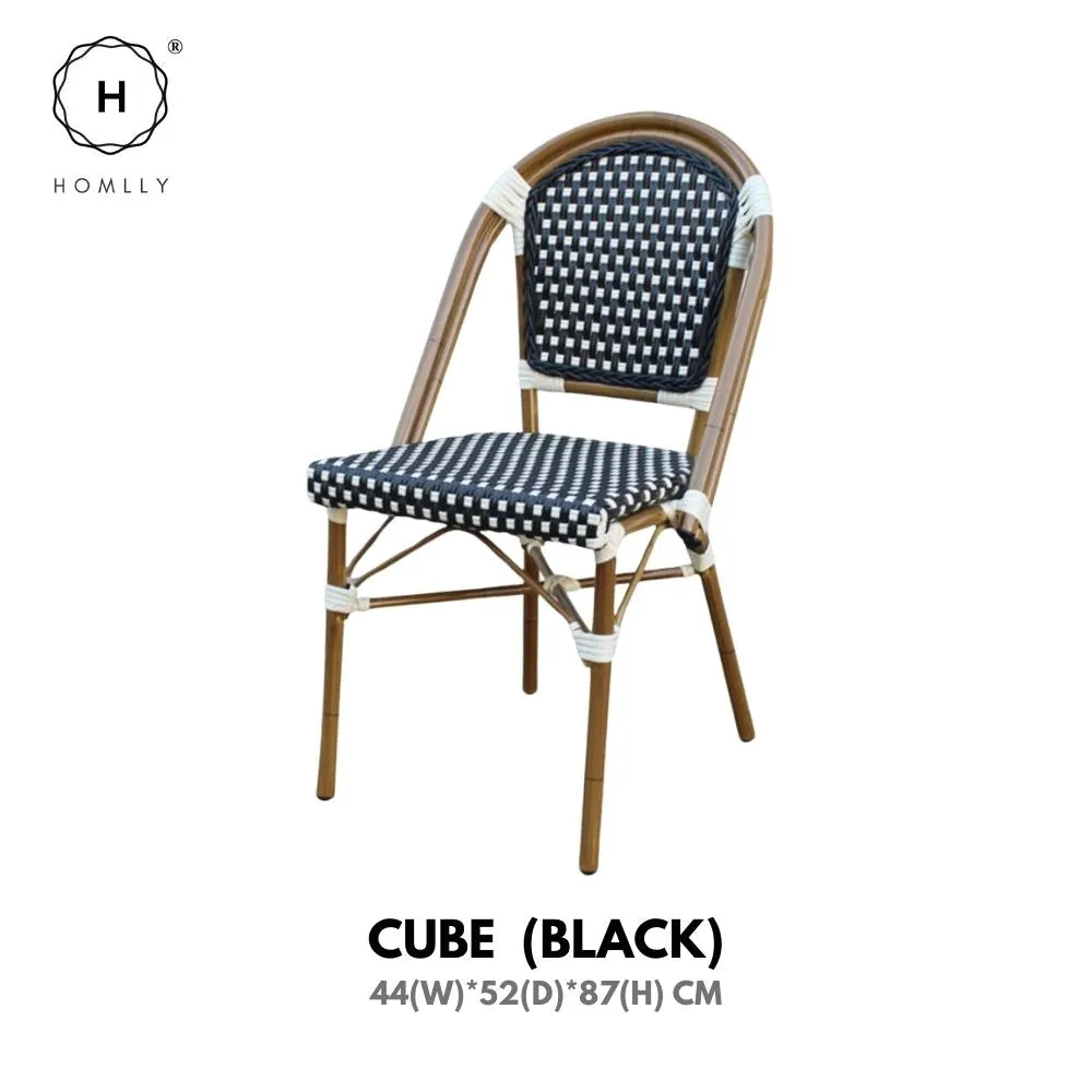 Homlly Francois French Rattan Outdoor Bistro Dining Patio Balcony Chair