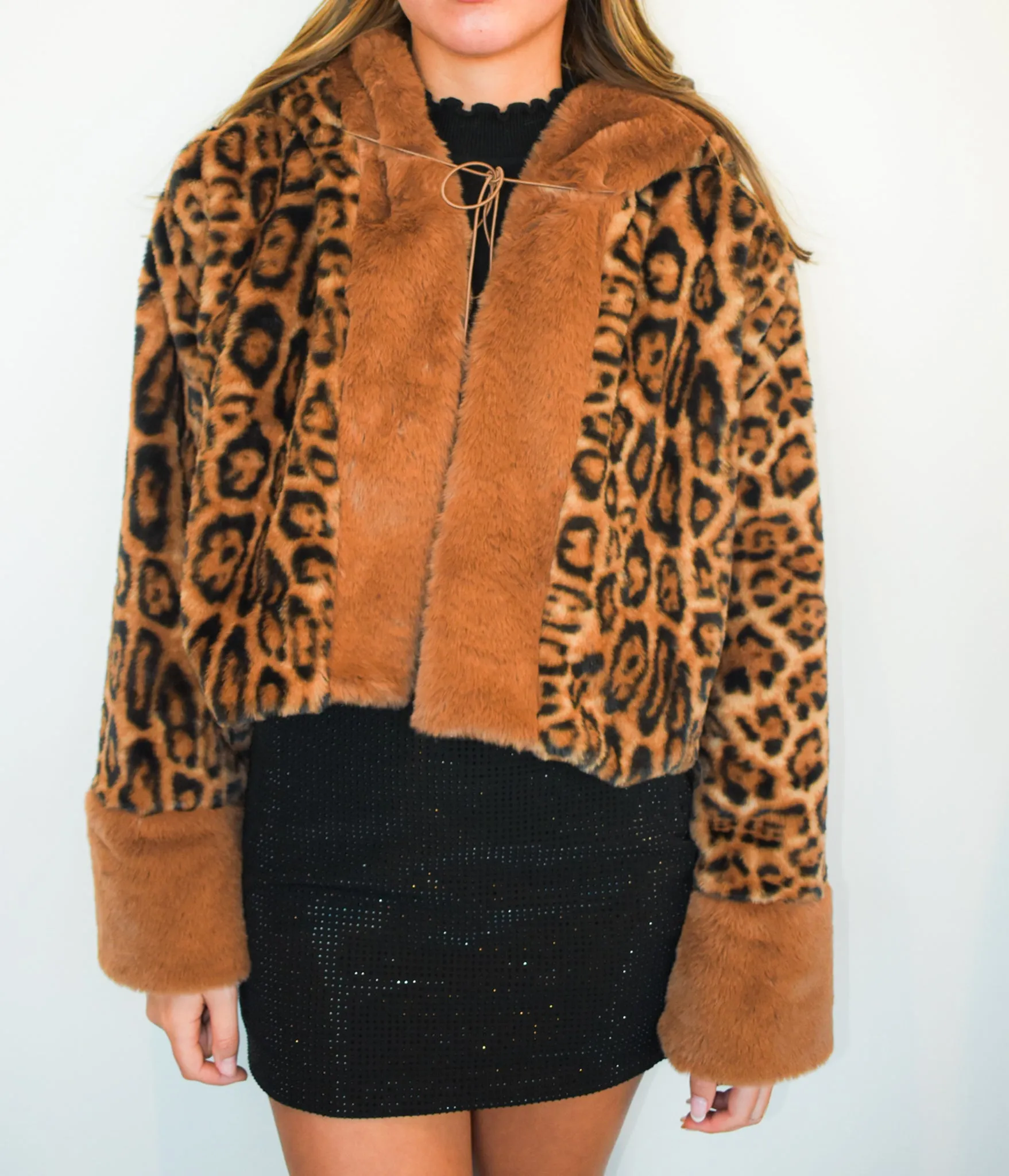 Hooded Fur Leopard Jacket