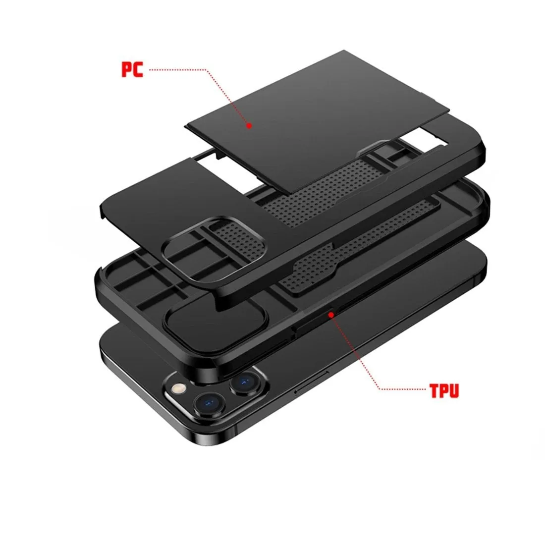 Hybrid iPhone 12 Case with Credit Card Compartment