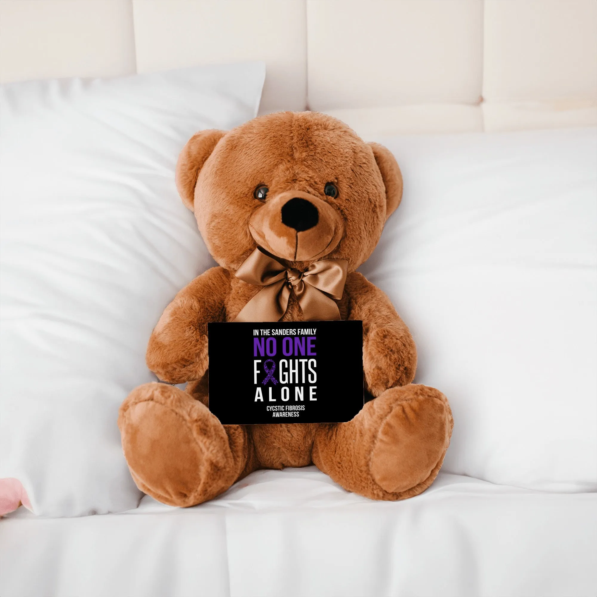 In This Family No One Fights Alone Cystic Fibrosis Teddy Bear -Personalized - PRICE INCLUDES FREE SHIPPING