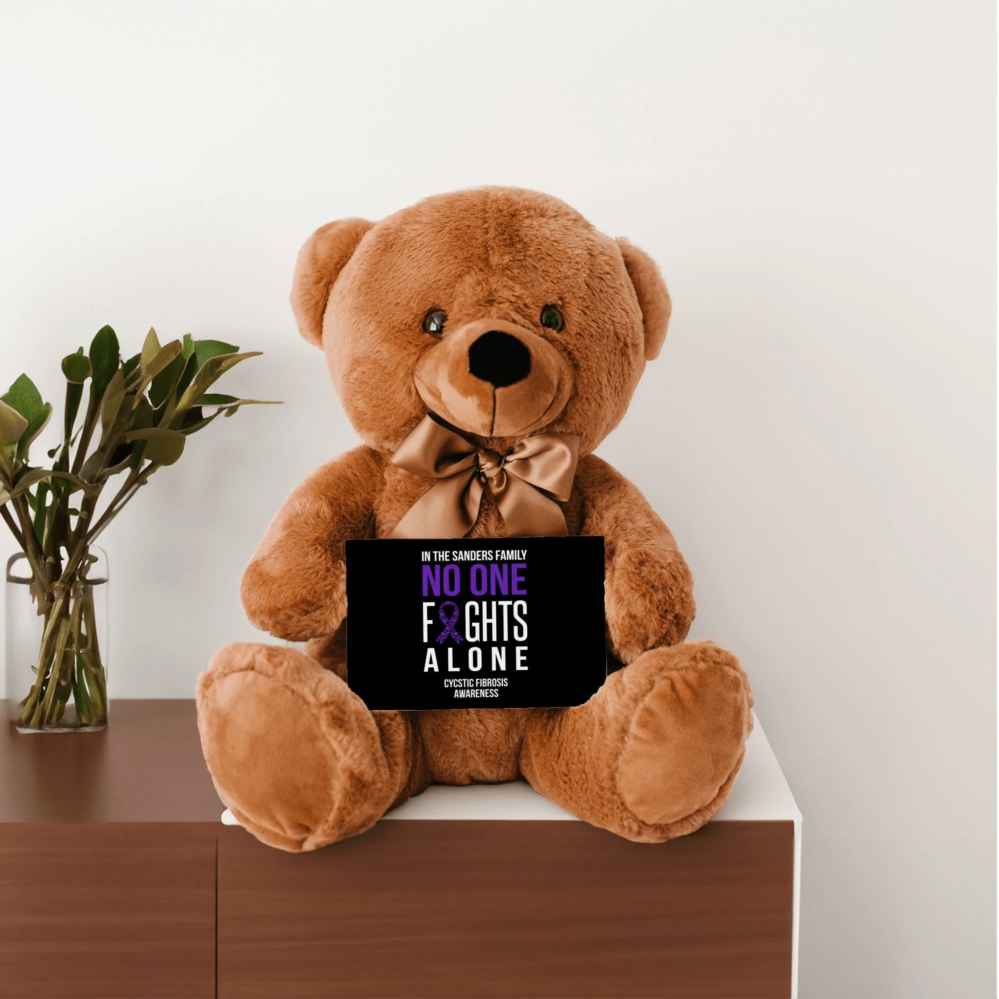 In This Family No One Fights Alone Cystic Fibrosis Teddy Bear -Personalized - PRICE INCLUDES FREE SHIPPING