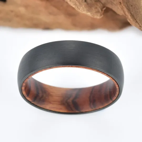 Iron Wood Tungsten Men's Wedding Band 6MM