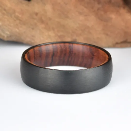 Iron Wood Tungsten Men's Wedding Band 6MM