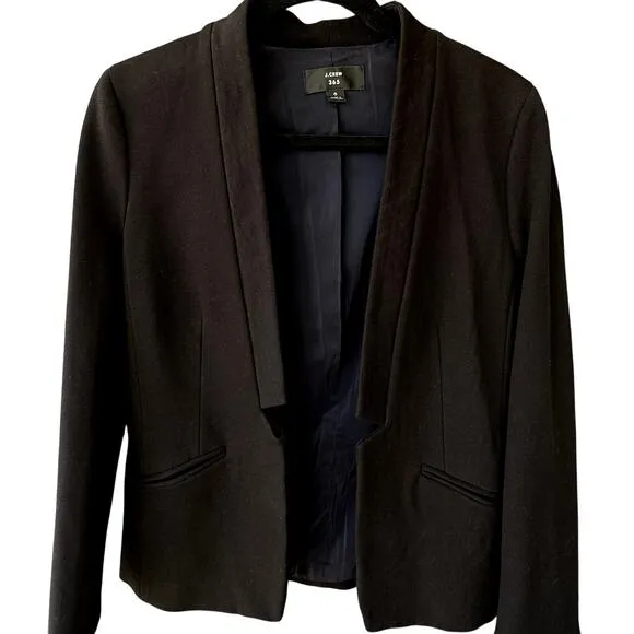 J. Crew 365 Stretch Going Out Open Front Black Blazer, Size 6