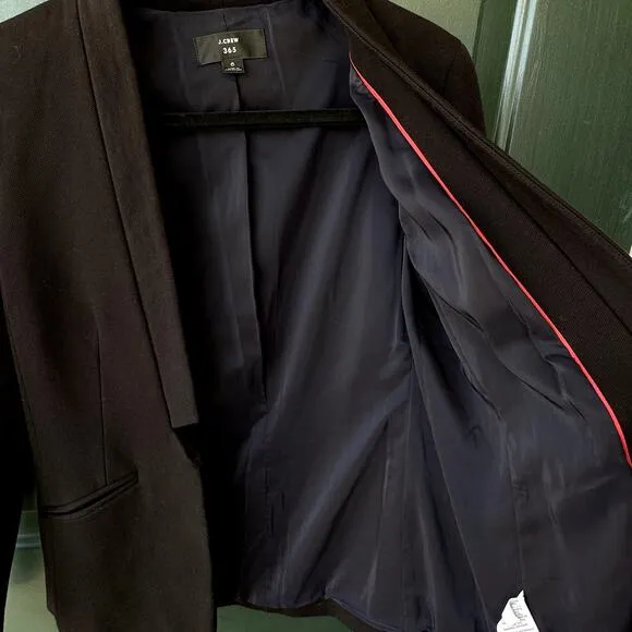 J. Crew 365 Stretch Going Out Open Front Black Blazer, Size 6