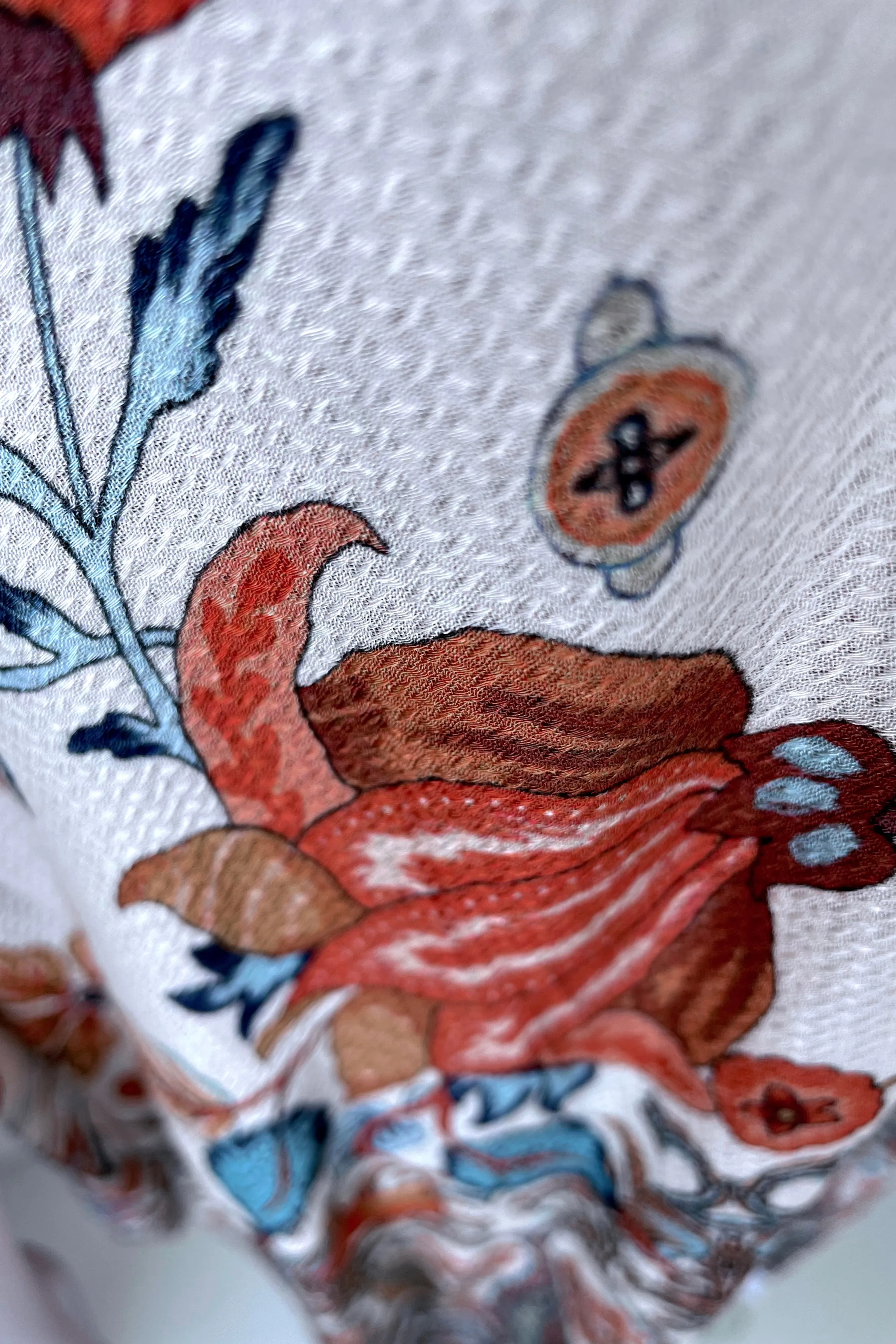 JACOBEAN MOTIF KIMONO IN TANGERINE CREAM
