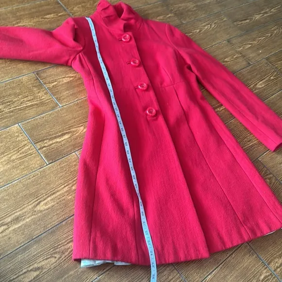 JCrew designer red wool long coat