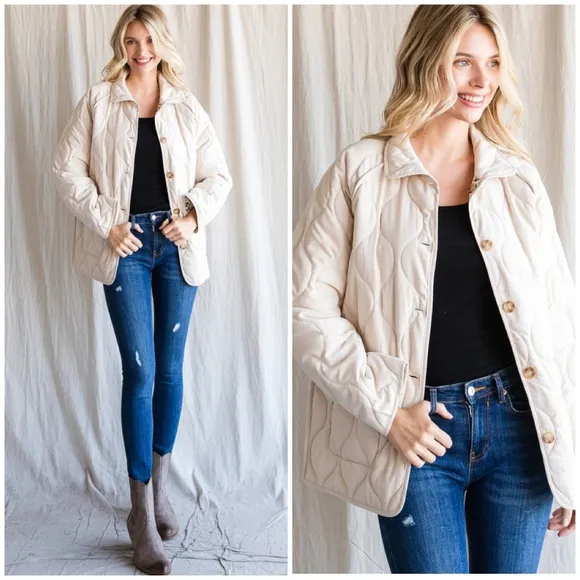JODIFL Soft Ivory Reversible Quilted Jacket