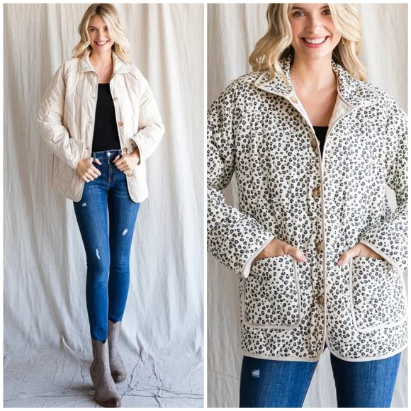 JODIFL Soft Ivory Reversible Quilted Jacket