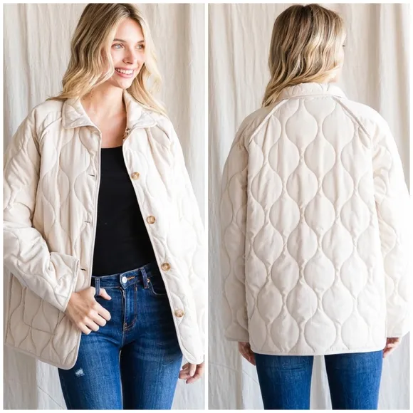 JODIFL Soft Ivory Reversible Quilted Jacket