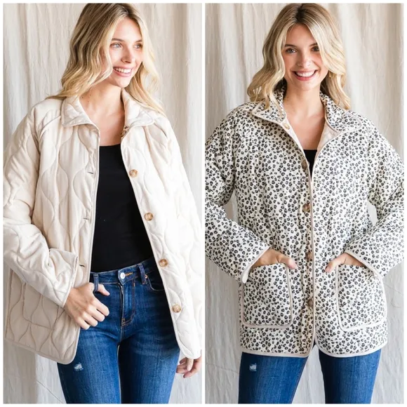 JODIFL Soft Ivory Reversible Quilted Jacket