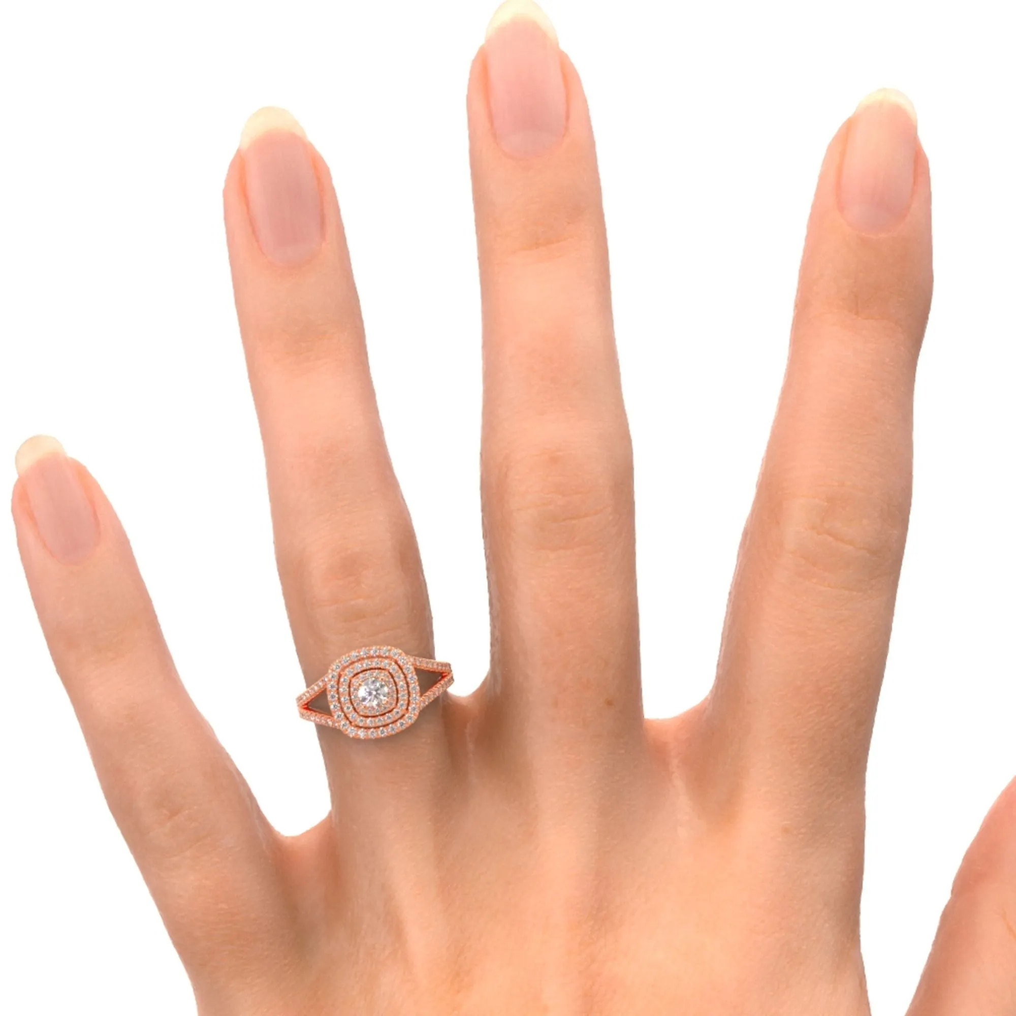 Jua Accent Diamonds Natural Round  Diamond Engagement Ring