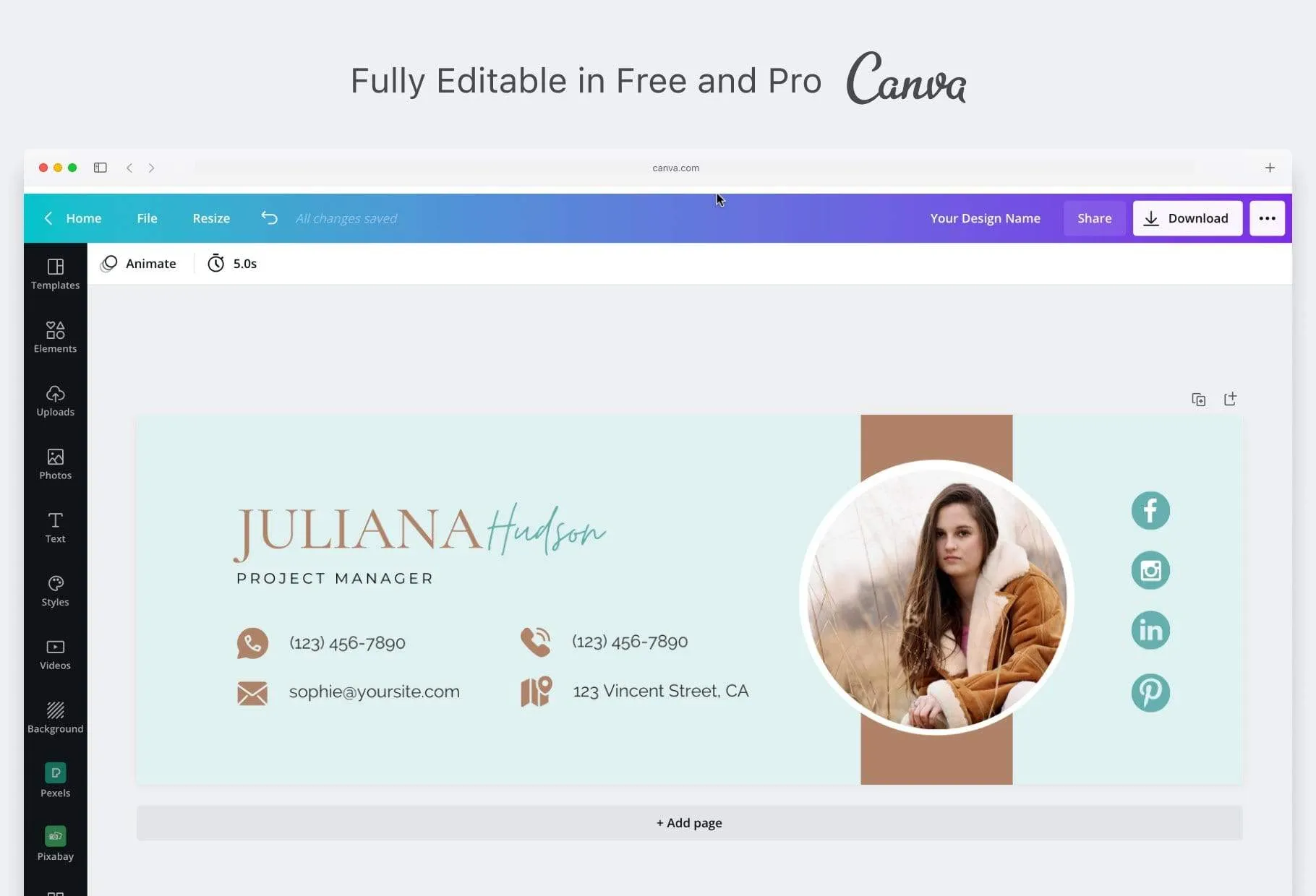 Juliana Email Signature Template Editable Canva Template Rose Gold